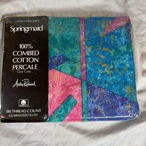 Vintage 90s Springmaid‎ Jeweled Marble Twin Fitted Sheet Andre Richard